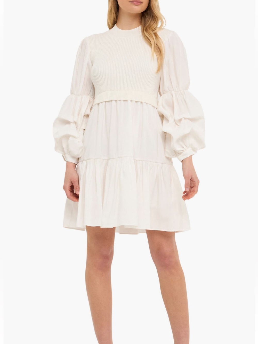English Factory Mixed Media Tiered Dress
